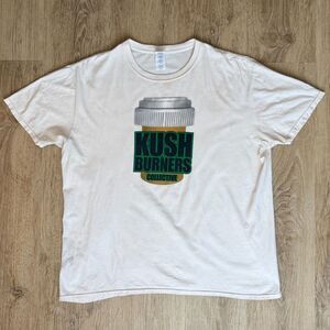 Vintage Gildan Graphic T-Shirt Kush Burners Collective White XL Weed Jar Design